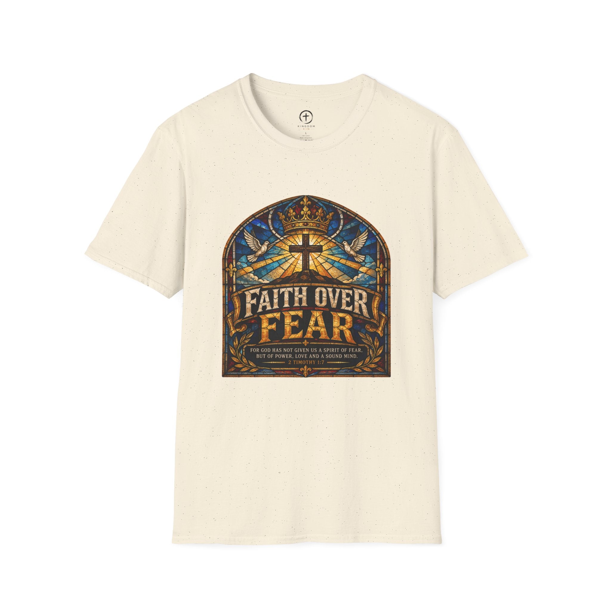 Faith Over Fear T‑Shirt — Stained Glass Cross Tee