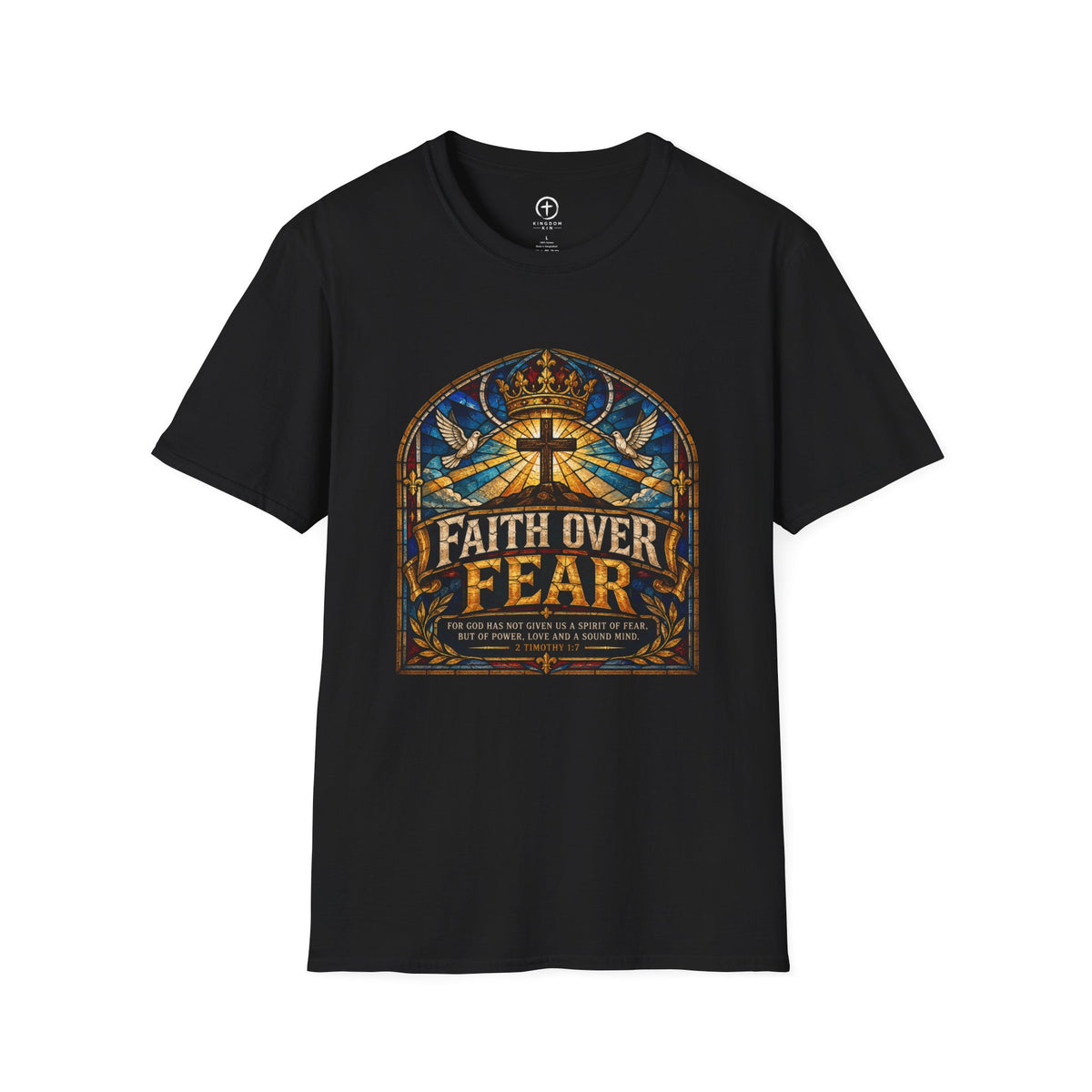 Faith Over Fear T‑Shirt — Stained Glass Cross Tee