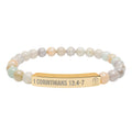 Engraved Natural Stone Stretch Bar Bracelet — "1 Corinthians 13:4-7" "LOVE"