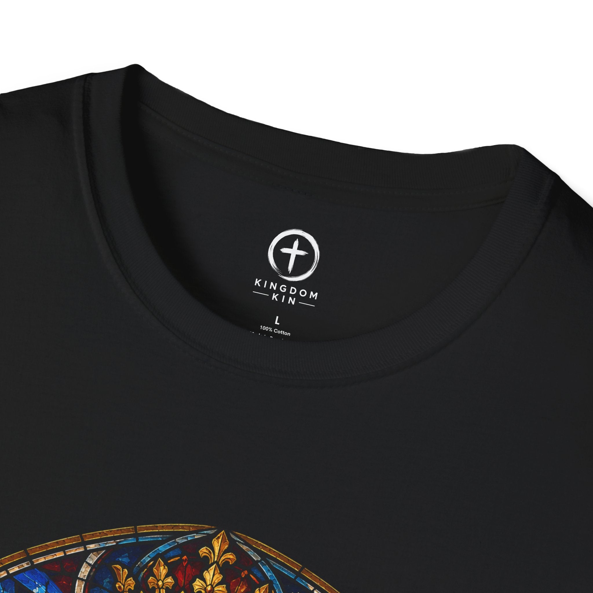 Faith Over Fear T‑Shirt — Stained Glass Cross Tee