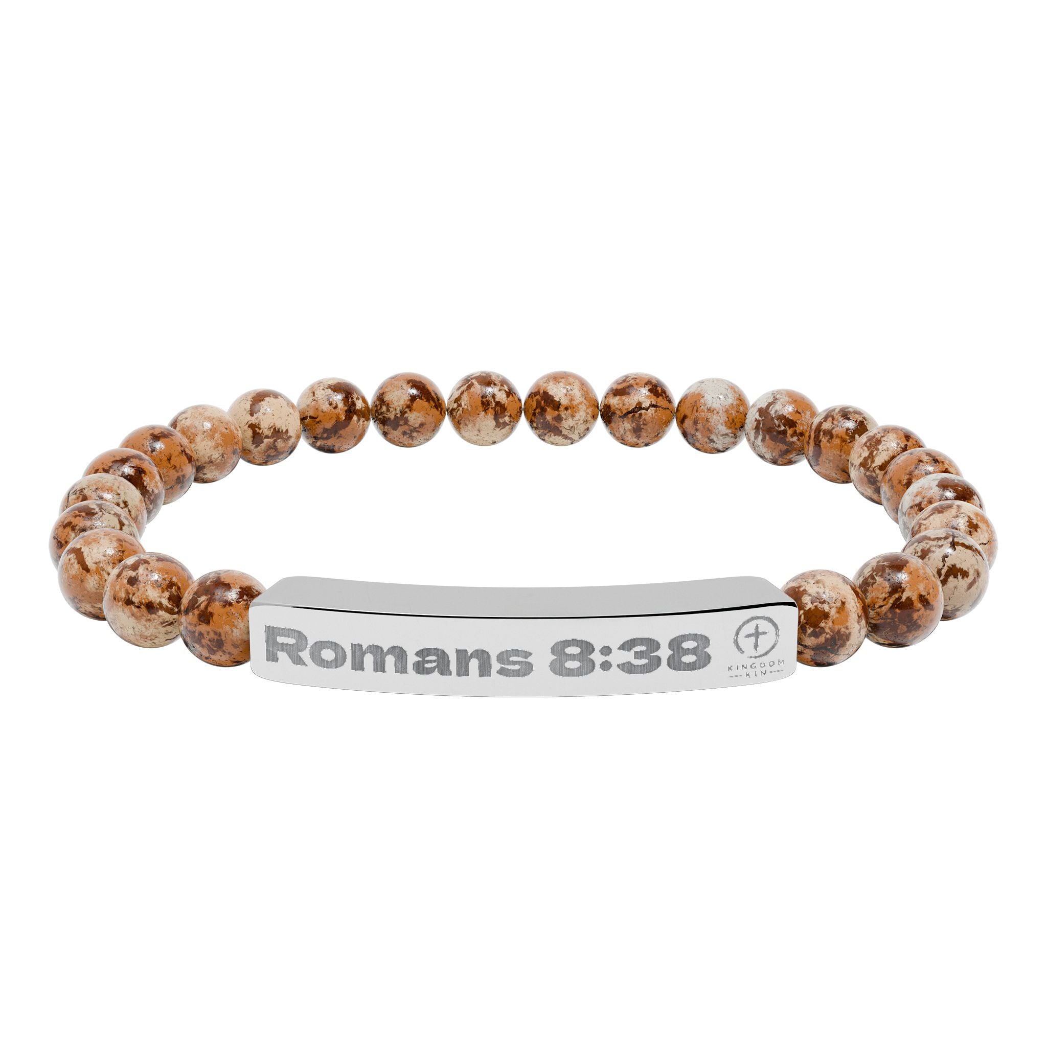 Engraved Natural Stone Stretch Bracelet — Romans 8:38 "God's Love"