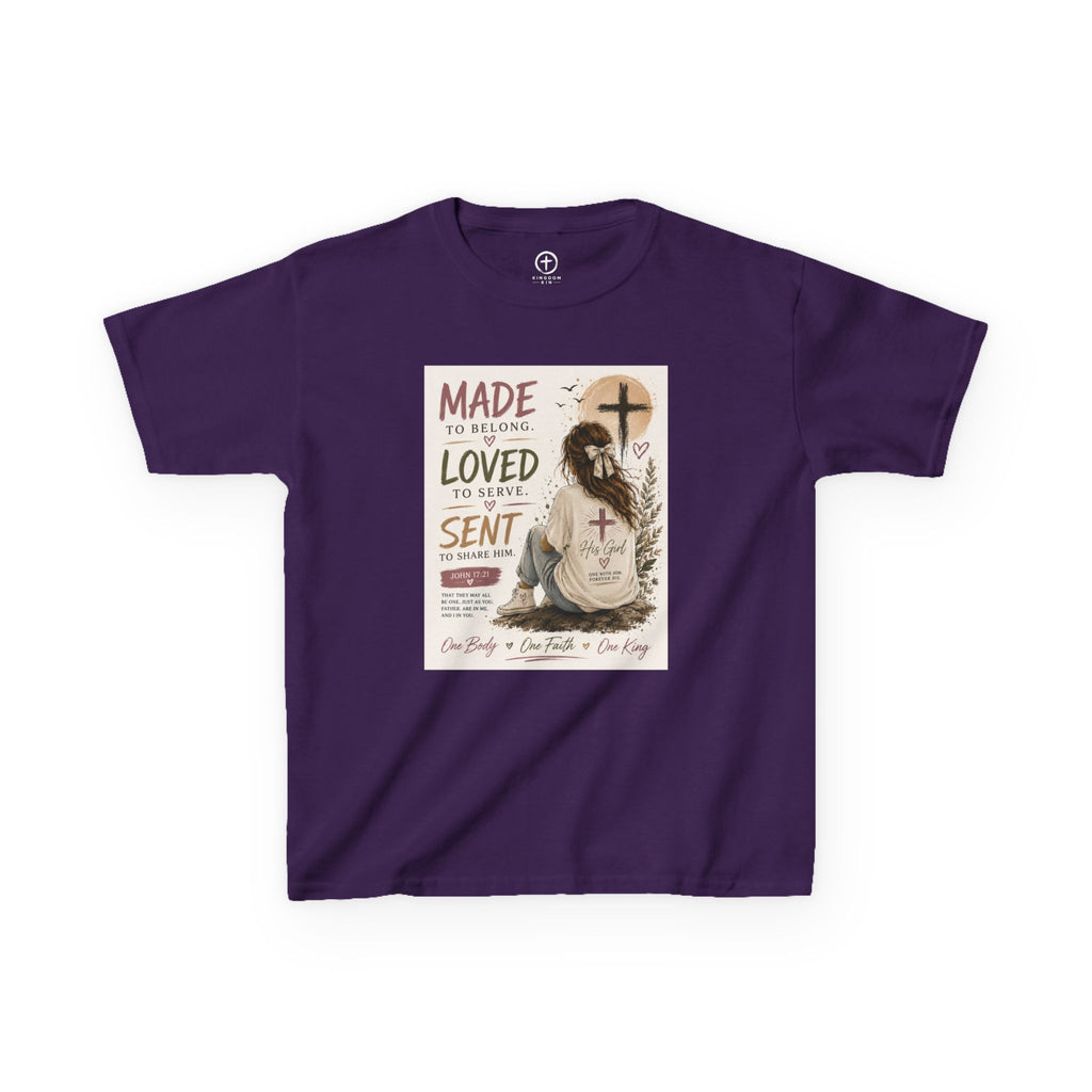 Kids Tee — "Made to Believe, Loved to Serve, Sent to Shine"