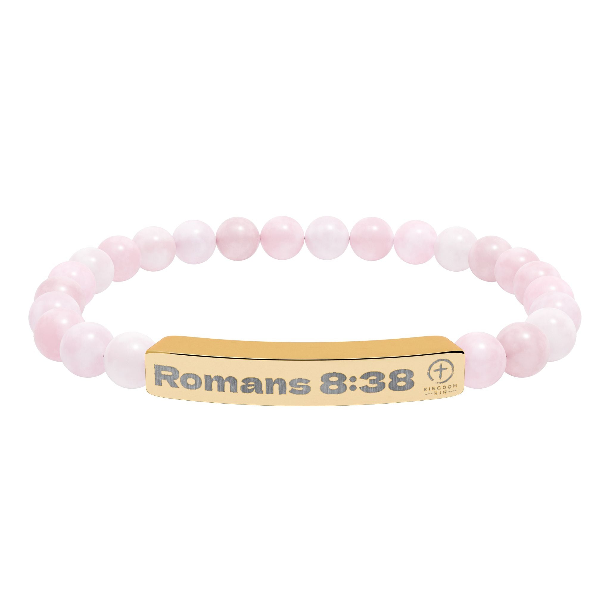 Engraved Natural Stone Stretch Bracelet — Romans 8:38 "God's Love"