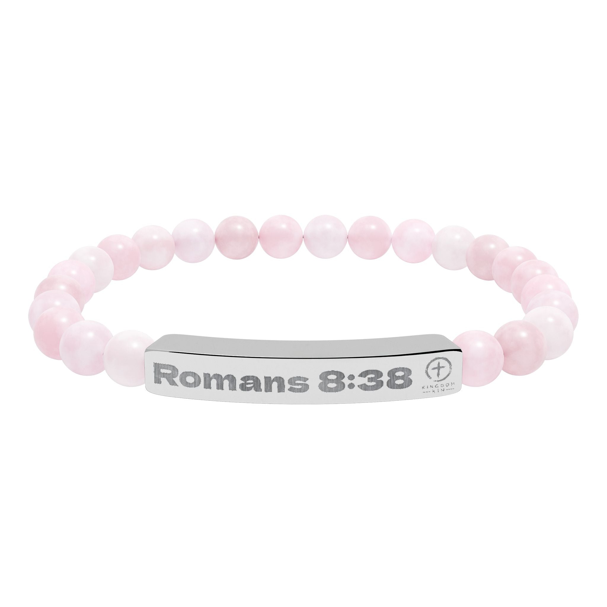 Engraved Natural Stone Stretch Bracelet — Romans 8:38 "God's Love"