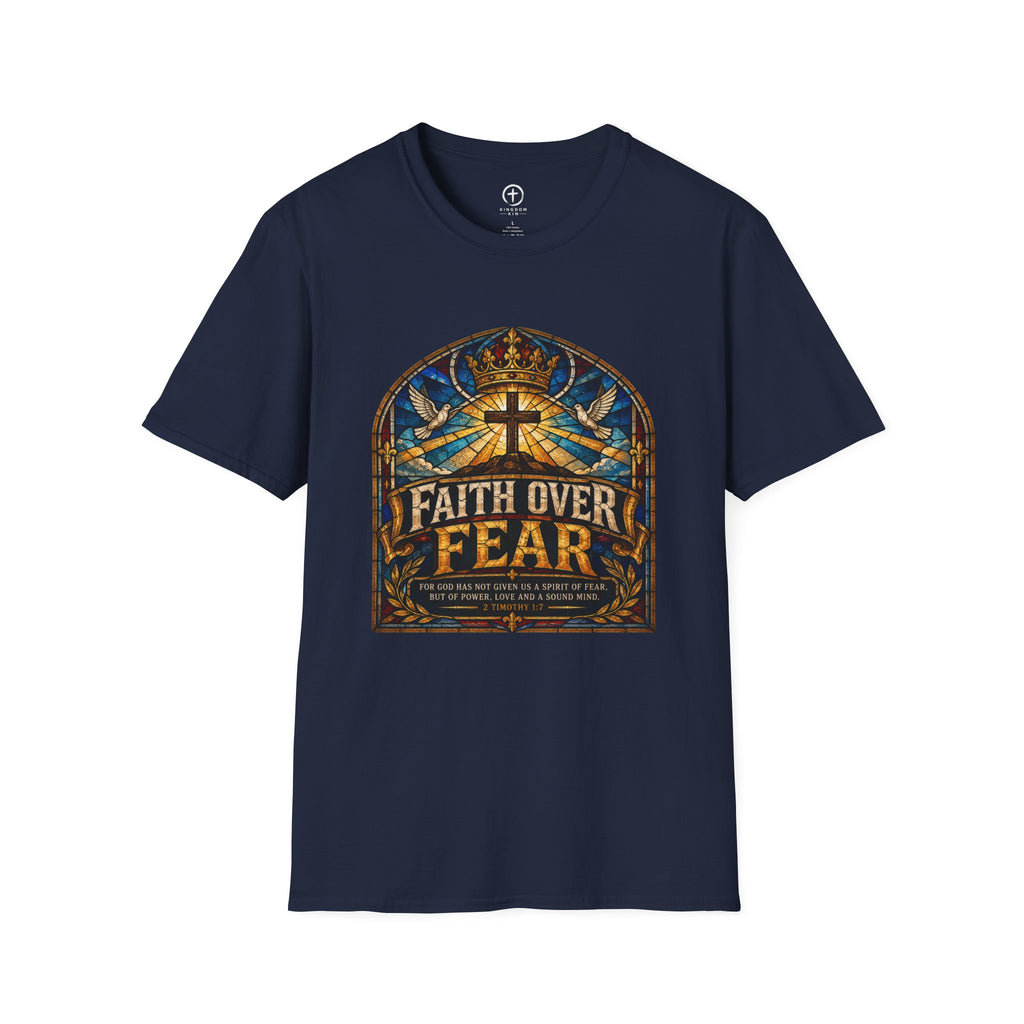 Faith Over Fear T‑Shirt — Stained Glass Cross Tee