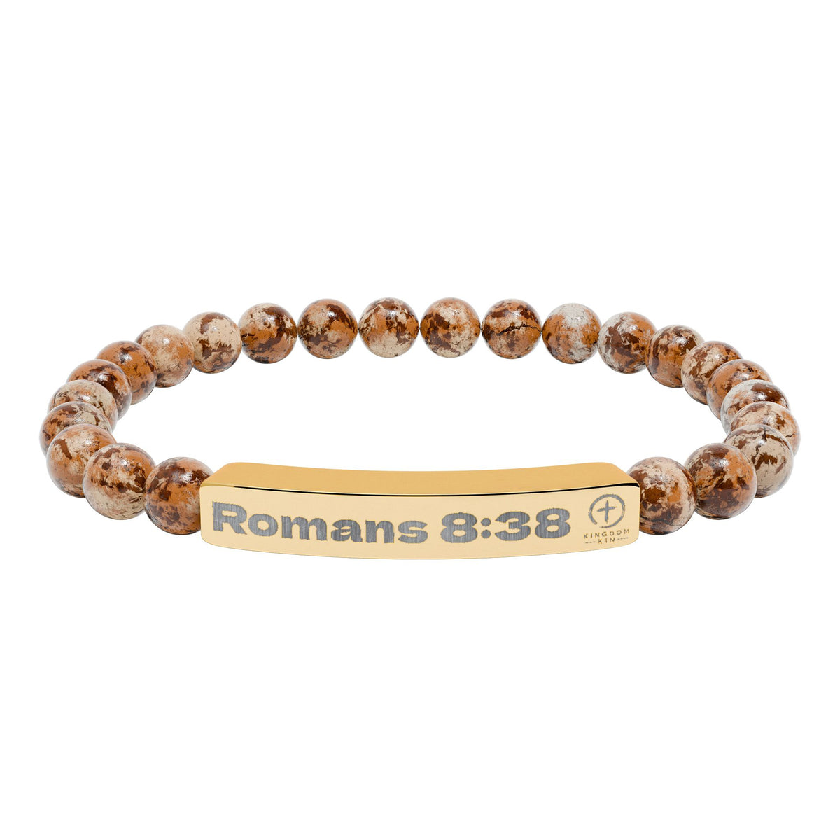 Engraved Natural Stone Stretch Bracelet — Romans 8:38 "God's Love"