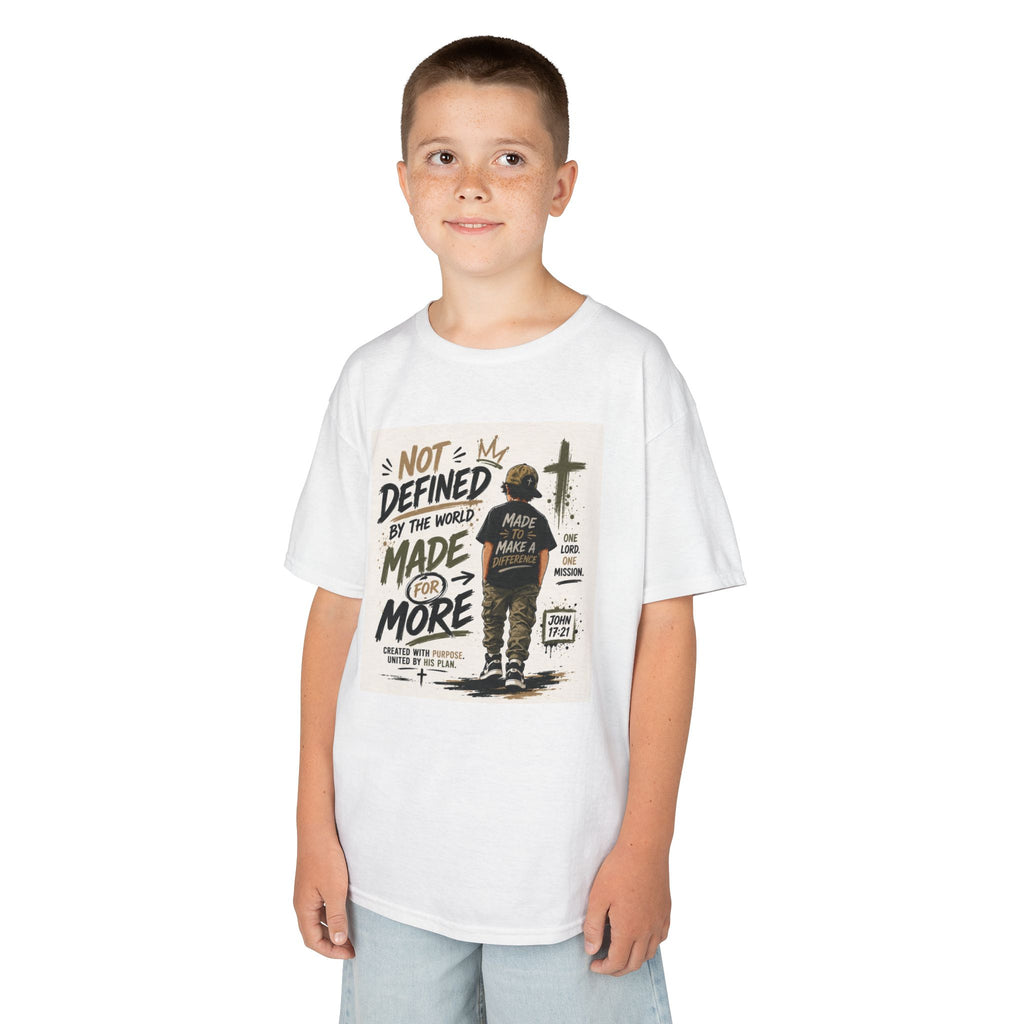 Kids Tee — "Not Defined by the World, Made for More"