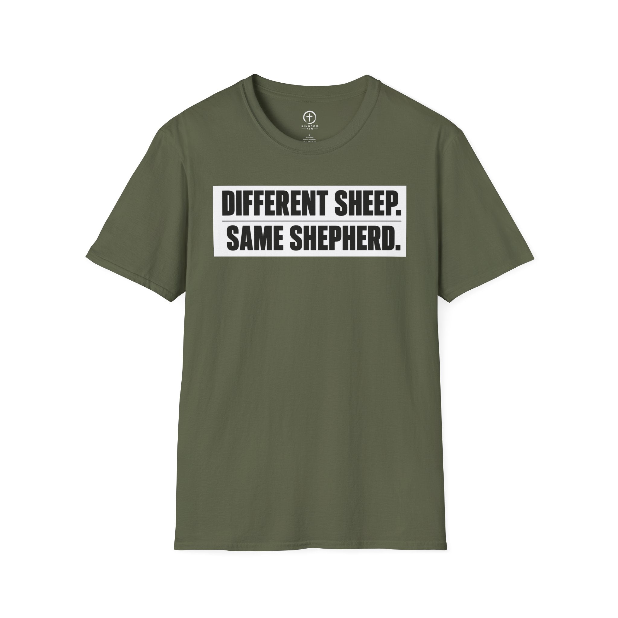 "Different Sheep. Same Shepherd."  Tee