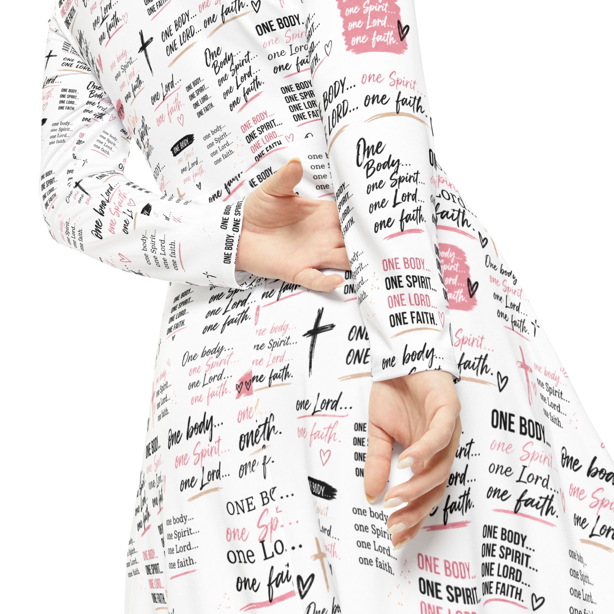 One Body dress with Pray across the front