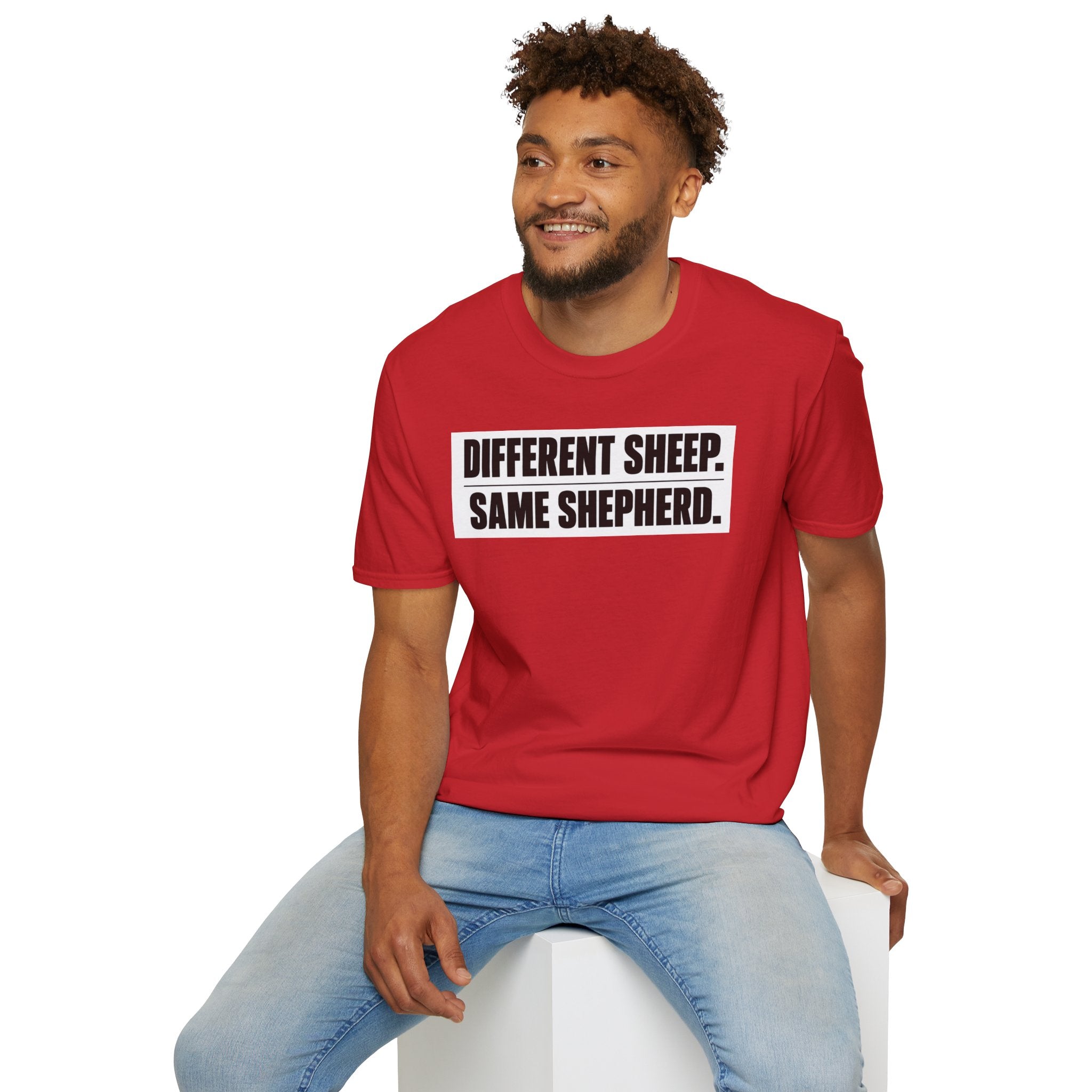"Different Sheep. Same Shepherd."  Tee