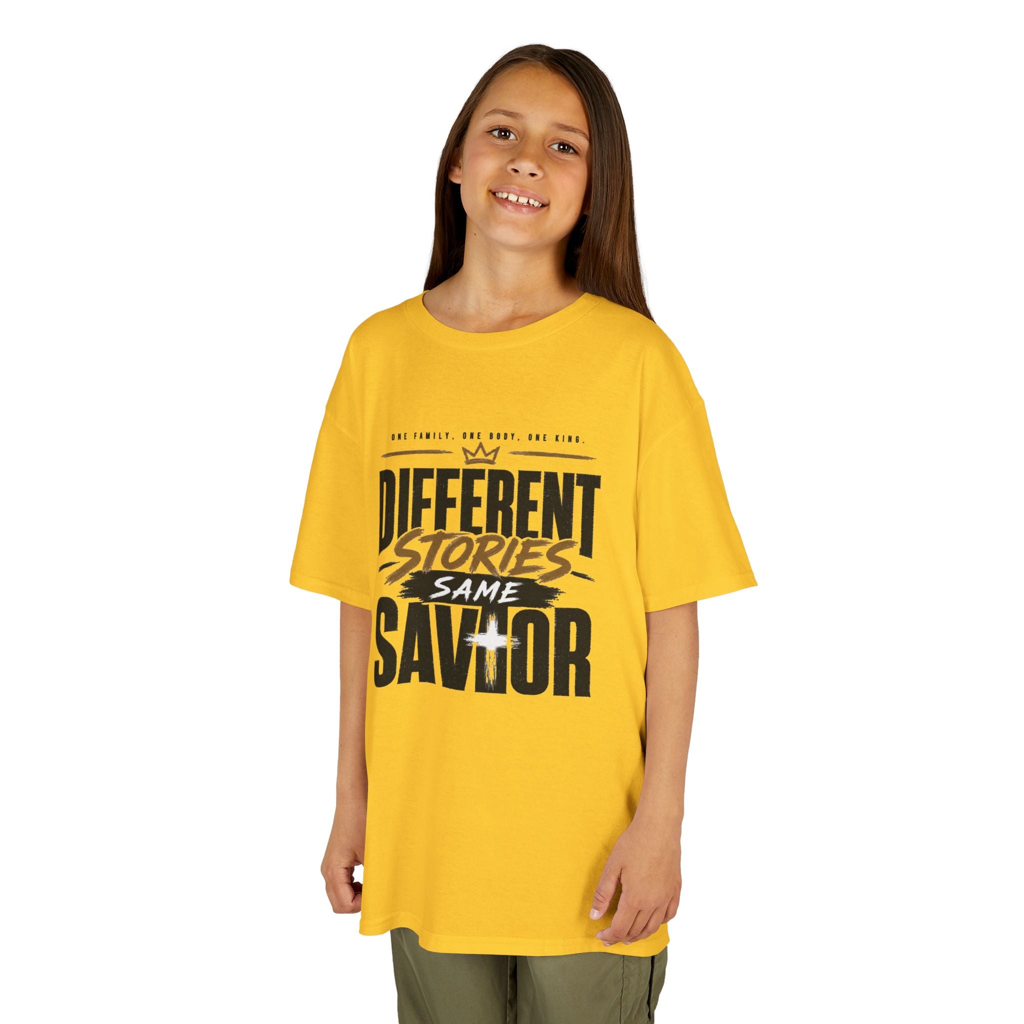 Kids Tee — "Different Stories Same Savior"