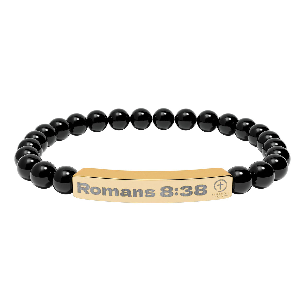 Engraved Natural Stone Stretch Bracelet — Romans 8:38 "God's Love"
