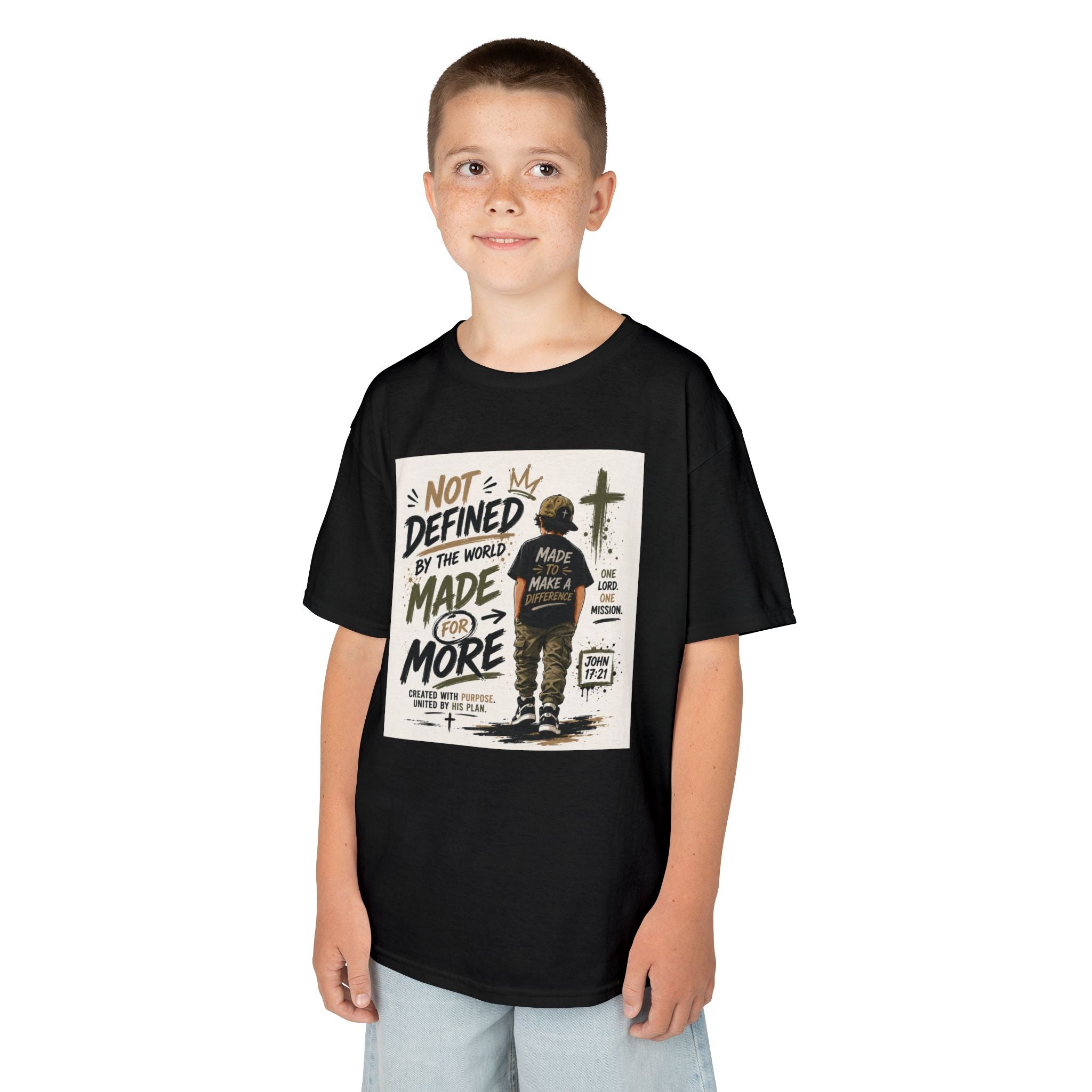 Kids Tee — "Not Defined by the World, Made for More"