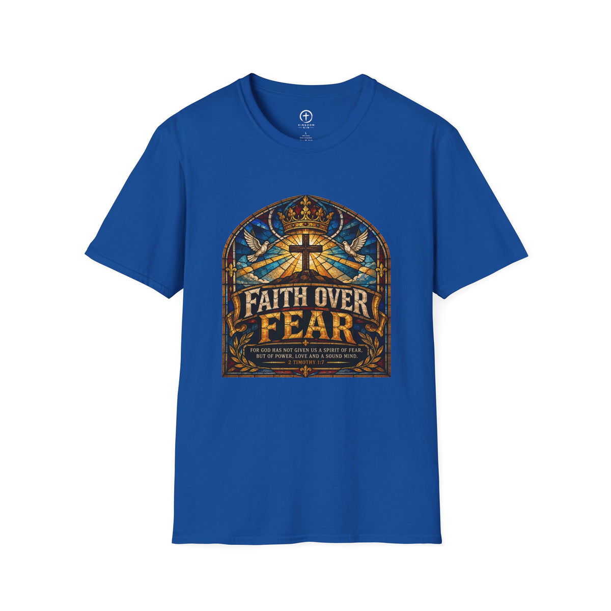 Faith Over Fear T‑Shirt — Stained Glass Cross Tee