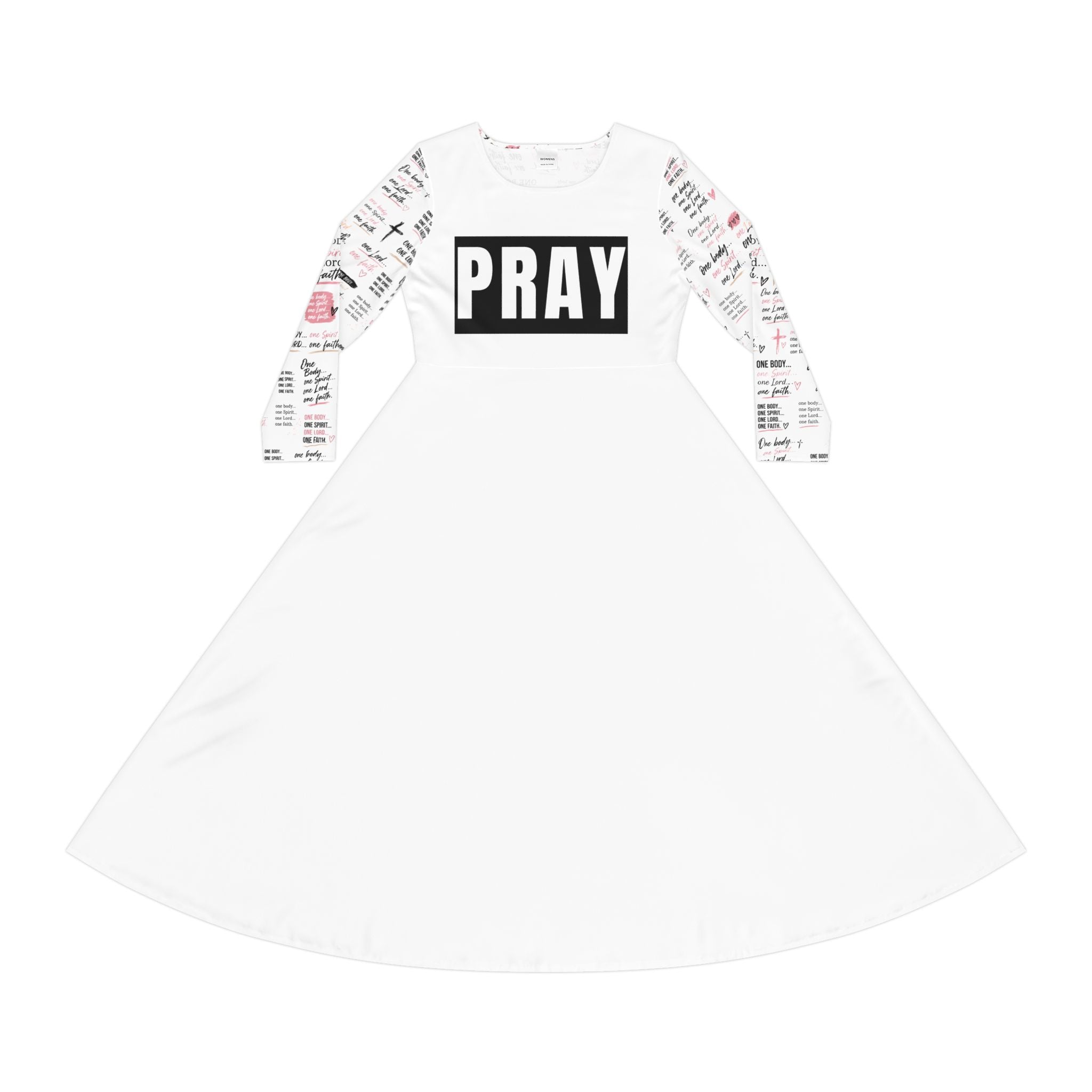 One Body dress with Pray across the front