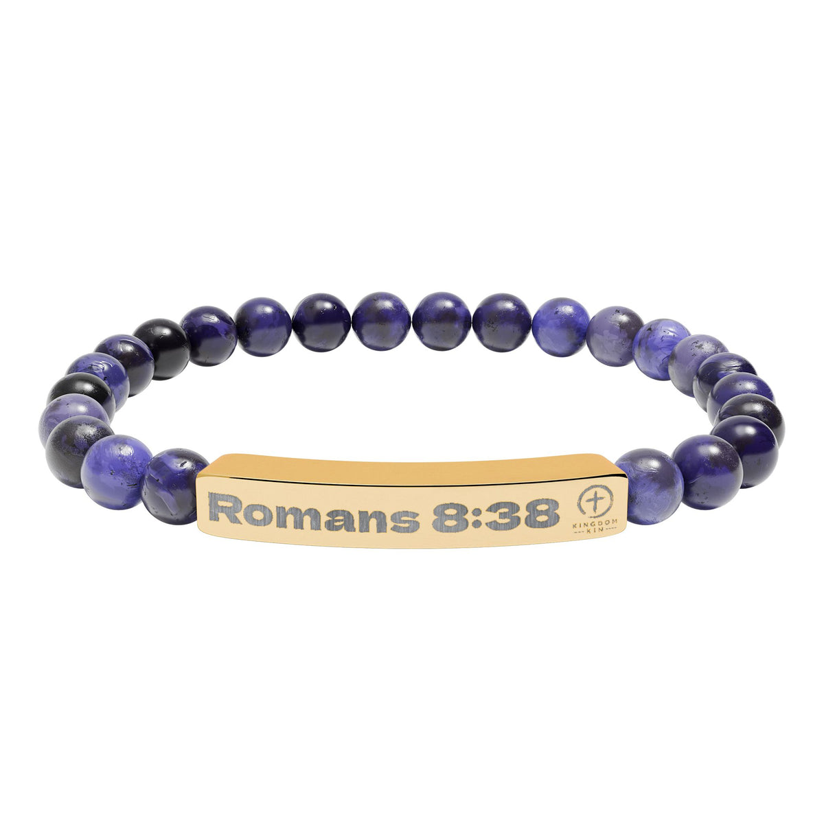 Engraved Natural Stone Stretch Bracelet — Romans 8:38 "God's Love"